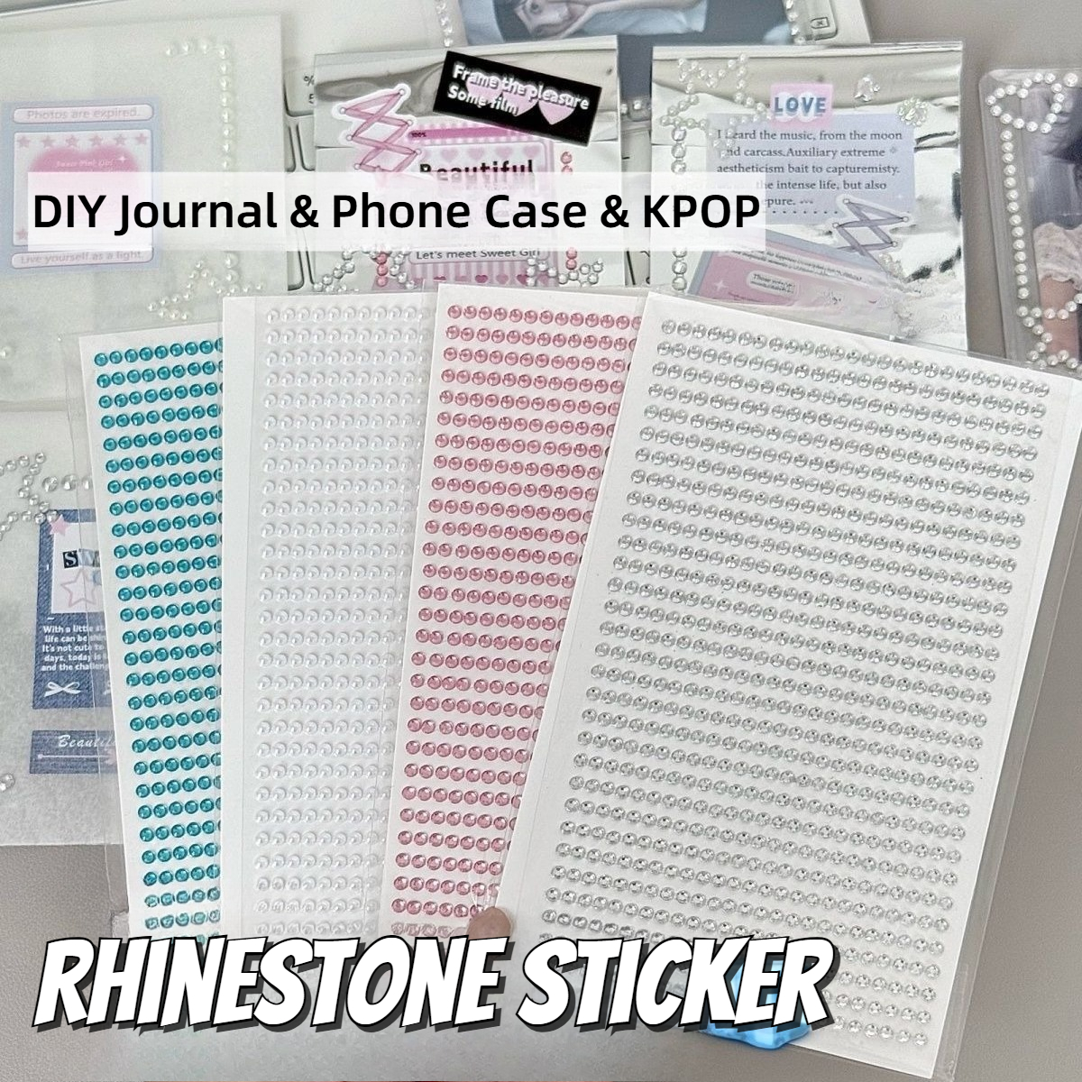 Phone Cases Cool Girl - Sparkly Diamond Pearl Stickers 3D Rhinestone