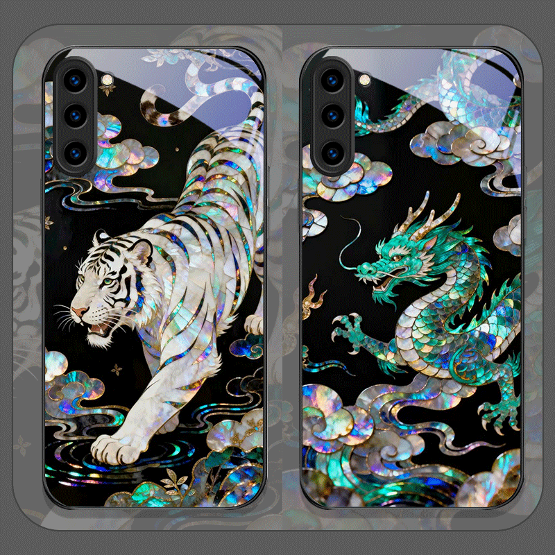 Phone Cases For Samsung - Stylish Tiger Dragon Marble Texture Printed
