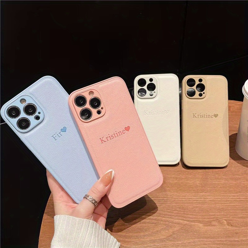Phone Cases Personalised - Personalize Customize DIY Initial Name Leather