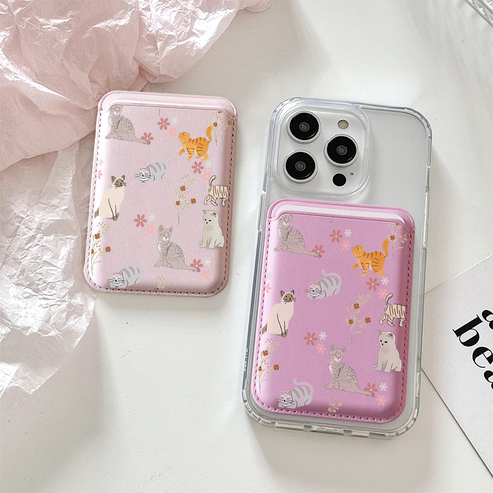 Cute Kitty Illustration Leathe - Card Holder Slim Case ulasan dan harga