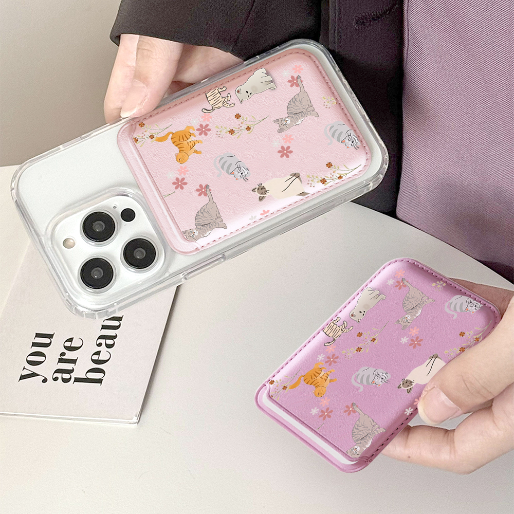 Cute Kitty Illustration Leathe - Card Holder Slim Case ulasan dan harga