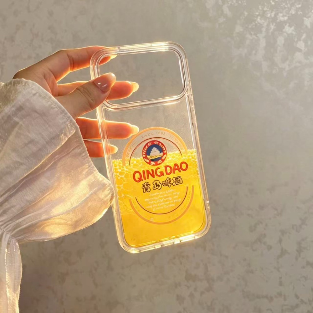 Funny Qingdao Beer Liquid Quic - Glitter Shockproof Case ulasan dan harga