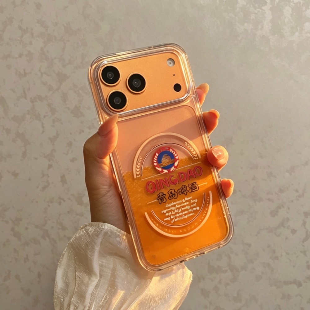 Funny Qingdao Beer Liquid Quic - Glitter Shockproof Case ulasan dan harga