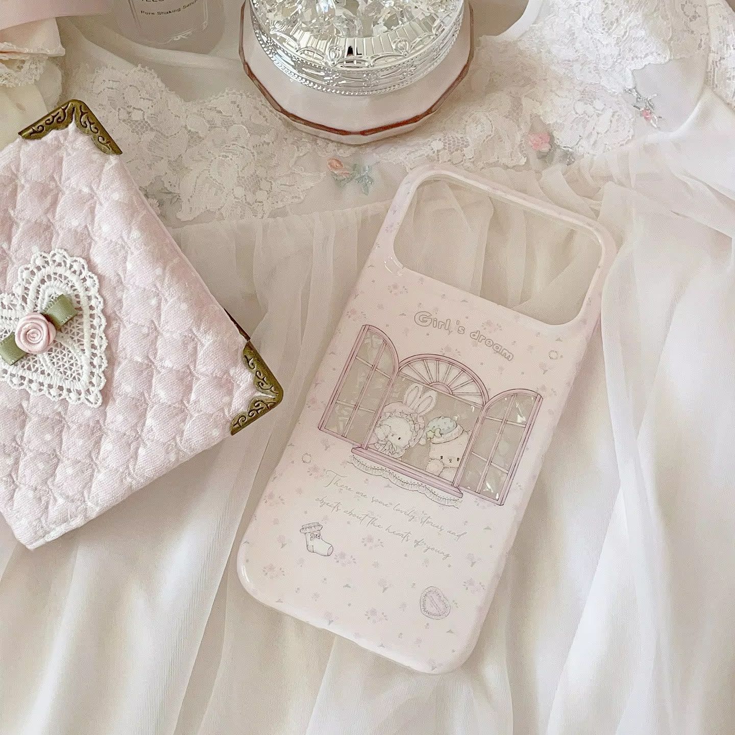 Kawaii Bunny Bear Floral Pink  - Phone Cases Girls ulasan dan harga
