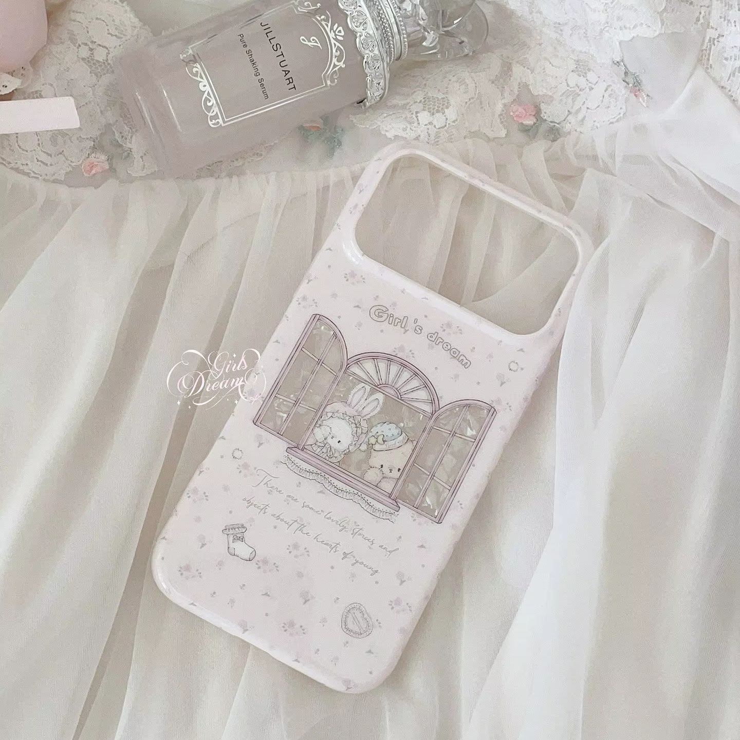 Kawaii Bunny Bear Floral Pink  - Phone Cases Girls ulasan dan harga
