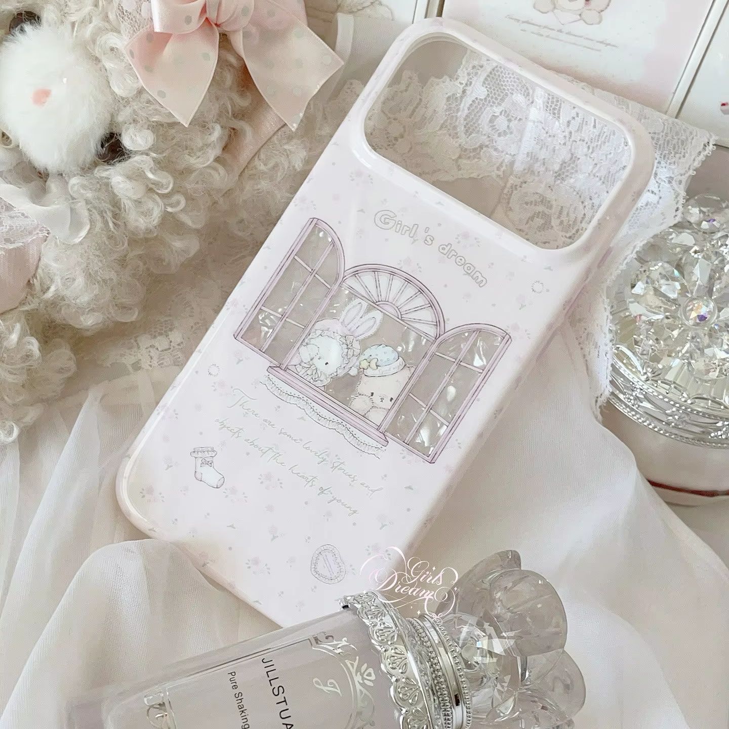 Kawaii Bunny Bear Floral Pink  - Phone Cases Girls ulasan dan harga