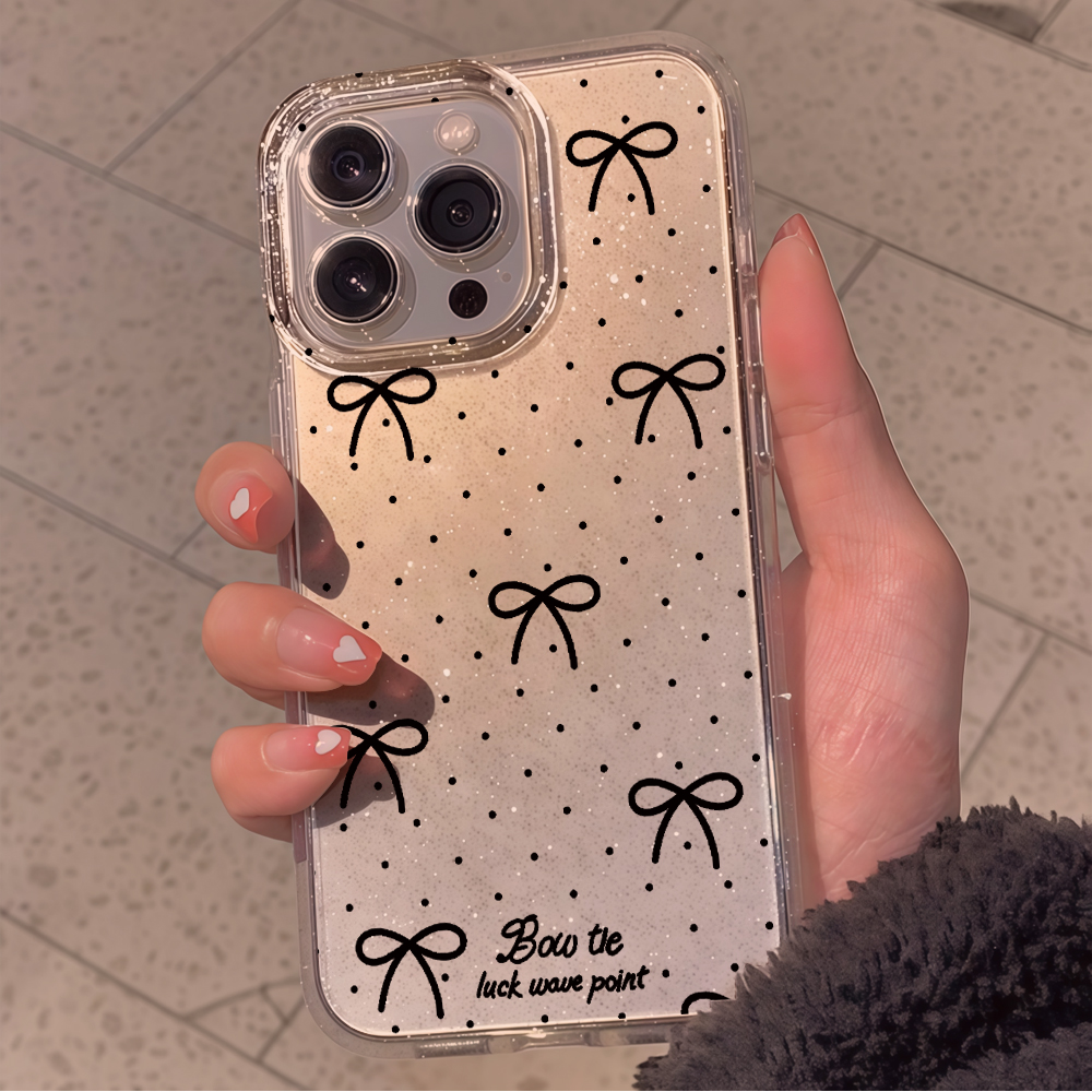 Luxury Minimalist Bow Clear Gl - Glitter Shockproof Case ulasan dan harga