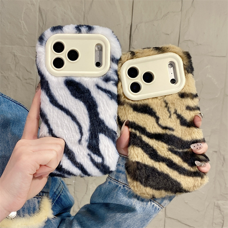 Luxury Zebra Pattern Fluffy Pl - Phone Cases Holder ulasan dan harga
