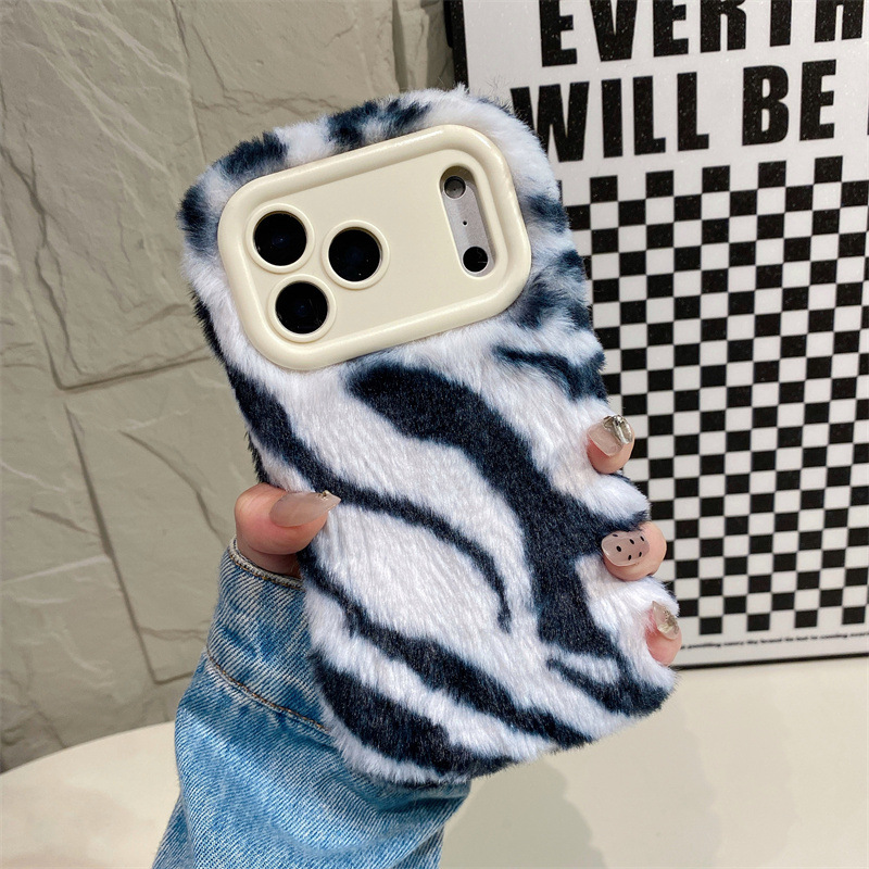 Luxury Zebra Pattern Fluffy Pl - Phone Cases Holder ulasan dan harga