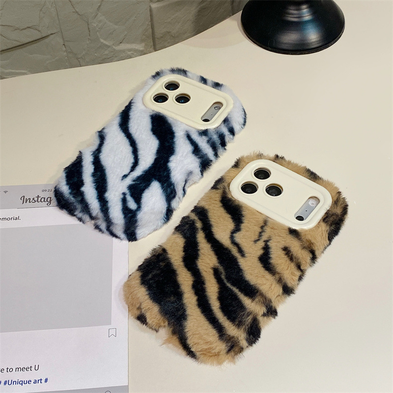 Luxury Zebra Pattern Fluffy Pl - Phone Cases Holder ulasan dan harga