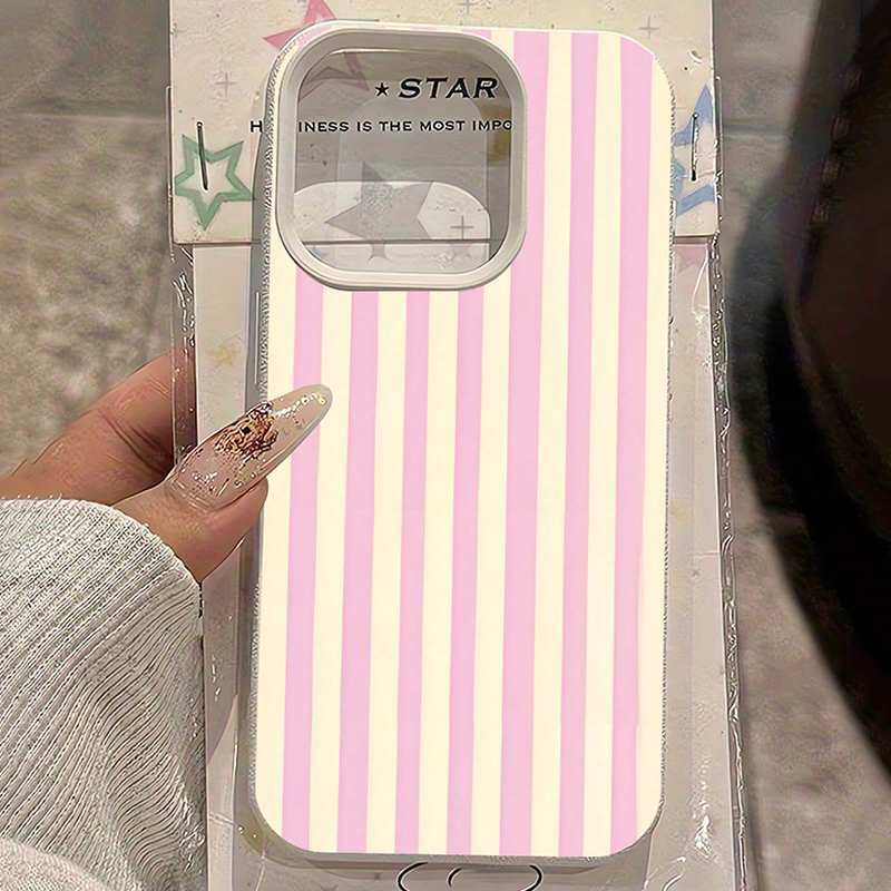 Simple Pink Vertical Striped L - Phone Cases Mous ulasan dan harga