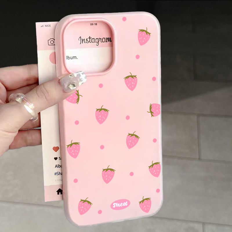 Sweet Pink Strawberry Pattern  - Phone Cases Mous ulasan dan harga