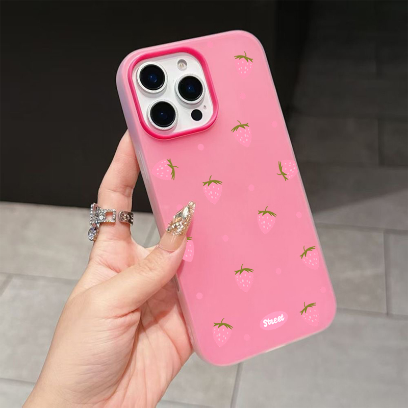 Sweet Pink Strawberry Pattern  - Phone Cases Mous ulasan dan harga