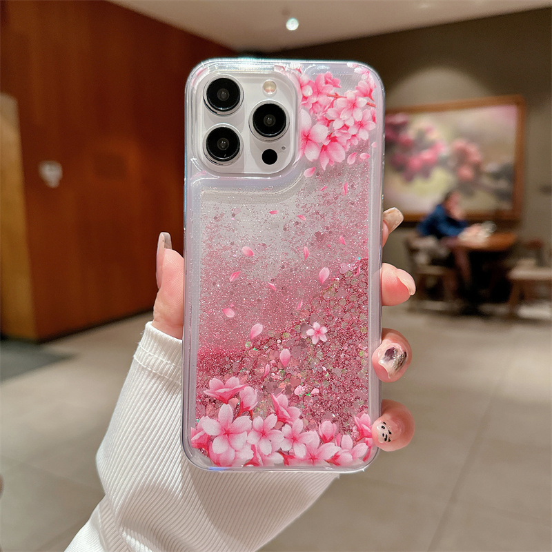Peach Blossom Glitter Quicksan - Phone Cases Burga ulasan dan harga