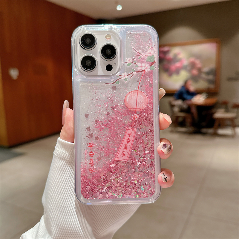 Peach Blossom Glitter Quicksan - Phone Cases Burga ulasan dan harga