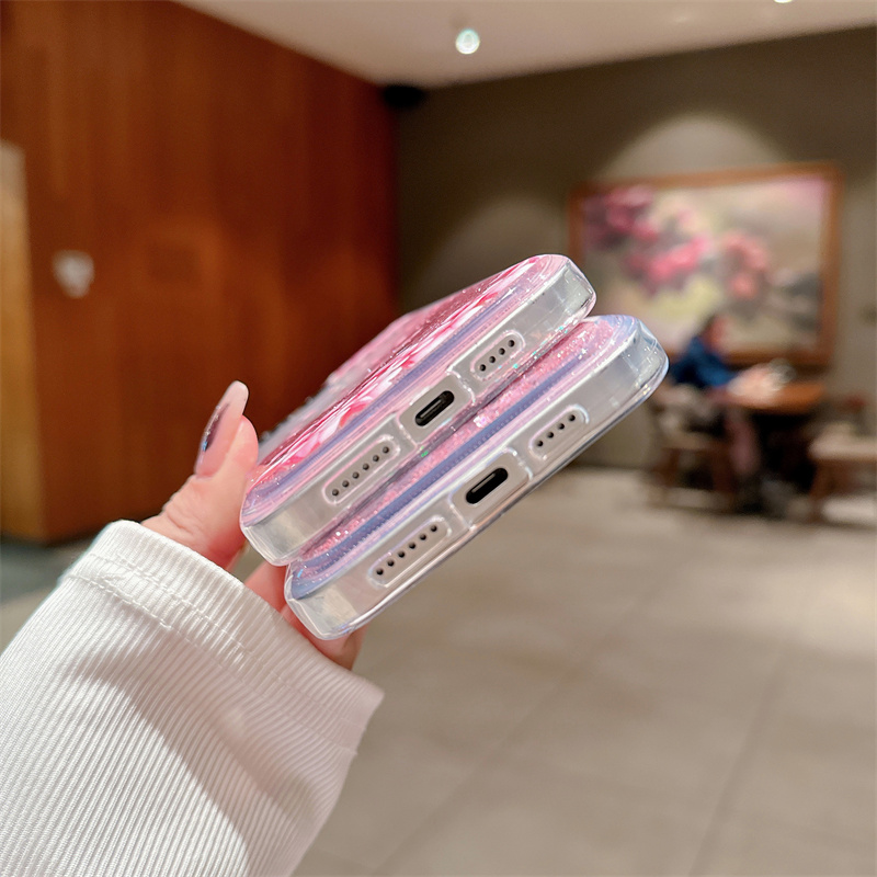 Peach Blossom Glitter Quicksan - Phone Cases Burga ulasan dan harga