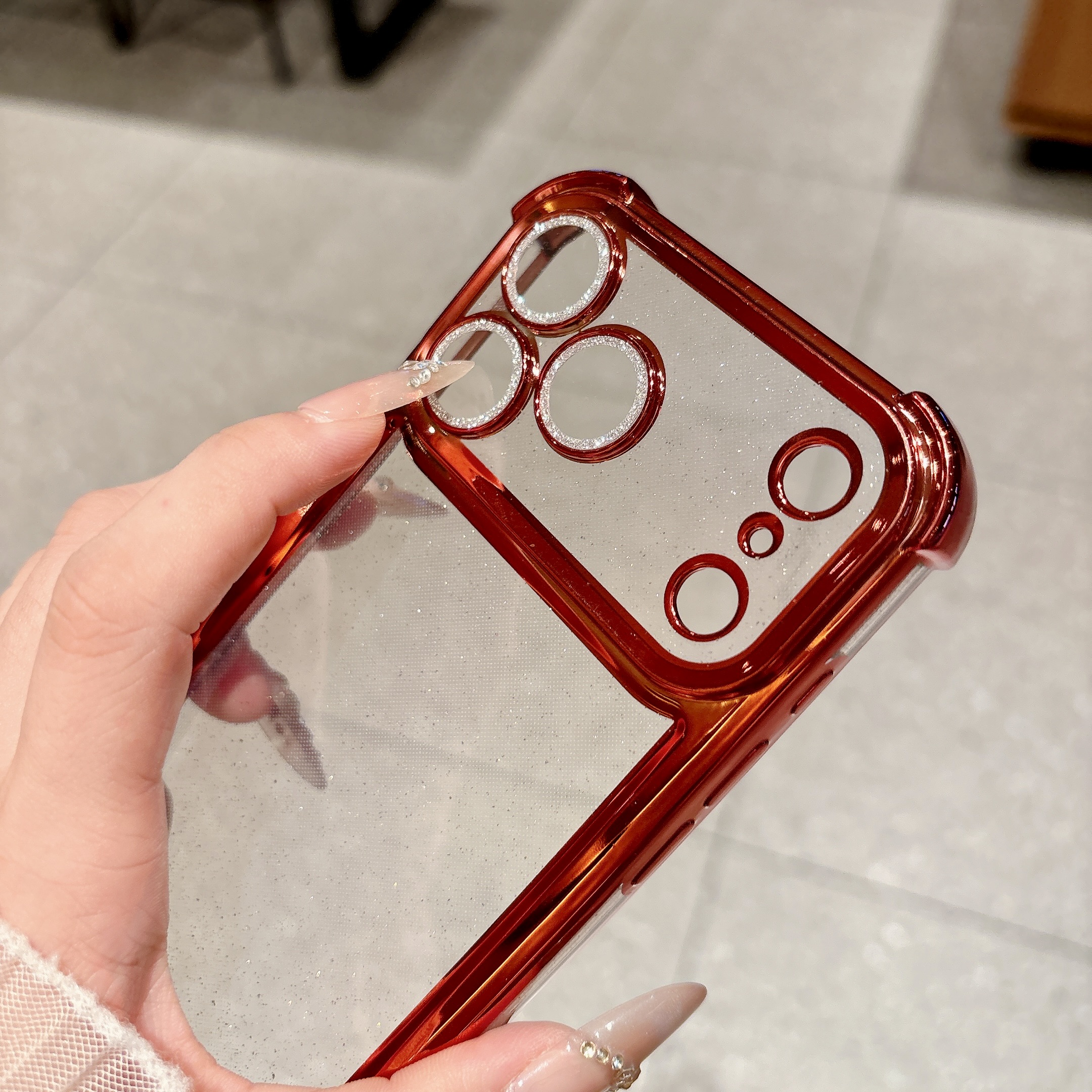 Four-Corner Transparent Glitte - Glitter Shockproof Case ulasan dan harga