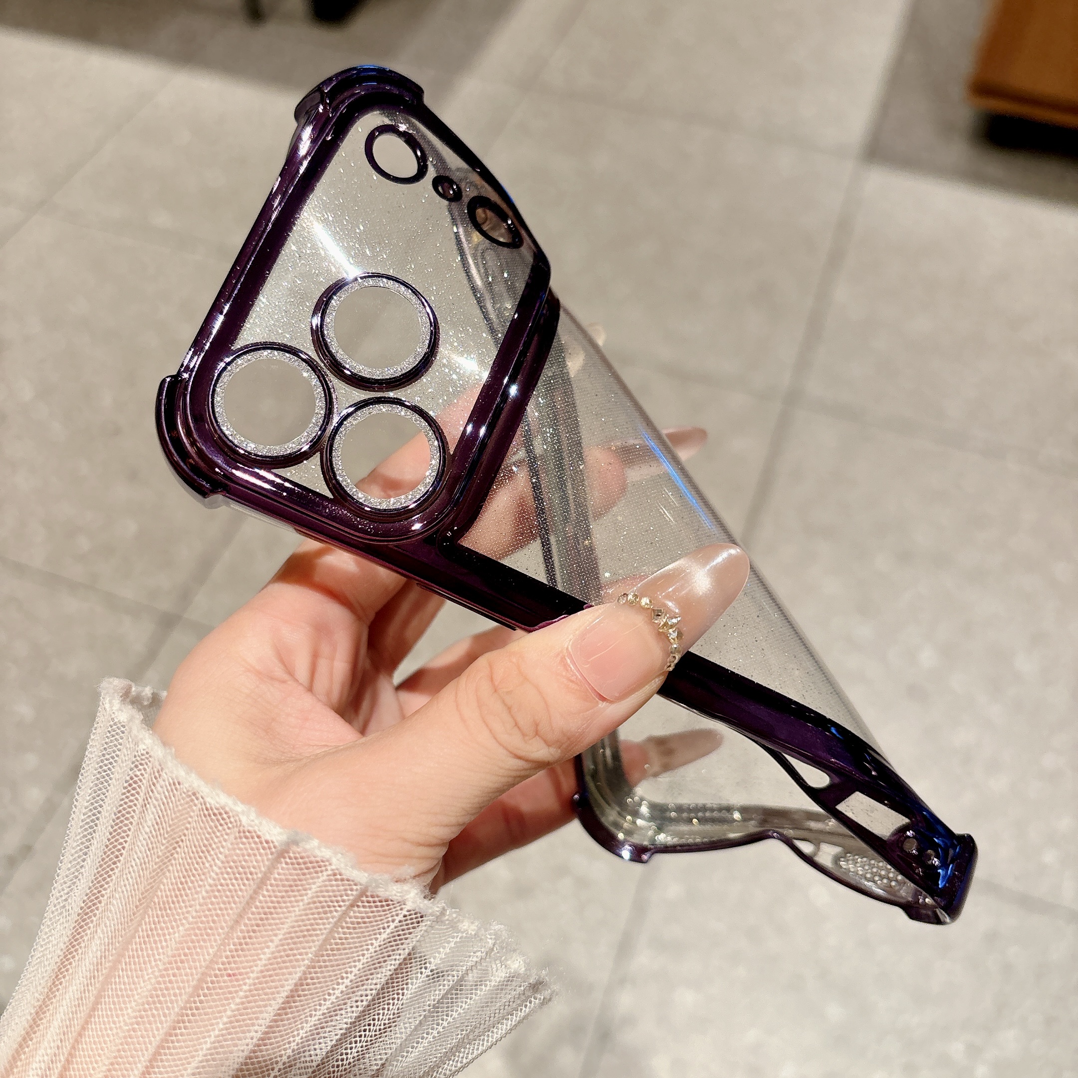 Four-Corner Transparent Glitte - Glitter Shockproof Case ulasan dan harga