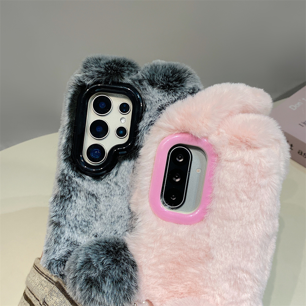 Cute Rabbit Ears Fluffy Stand  - Phone Cases Holder ulasan dan harga