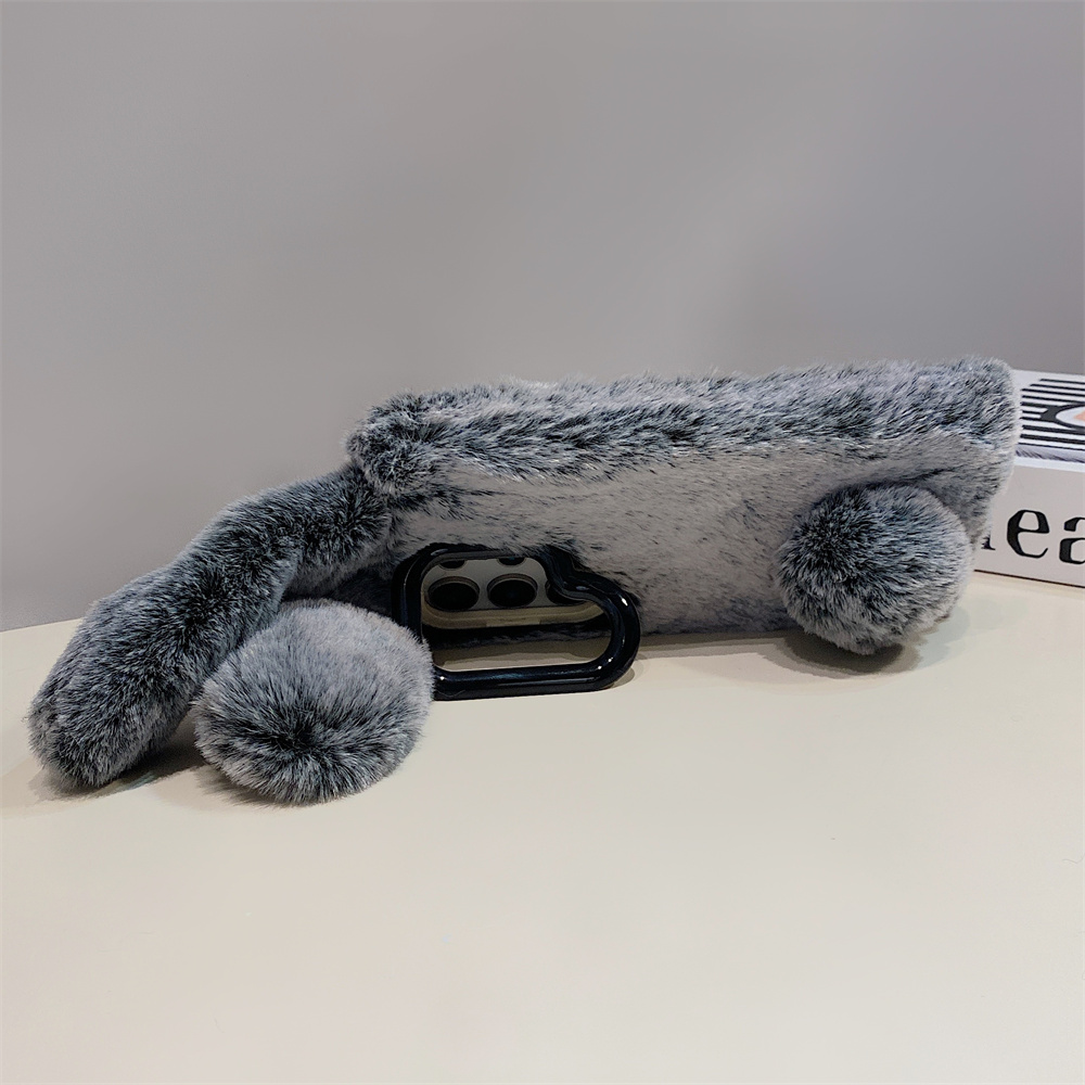 Cute Rabbit Ears Fluffy Stand  - Phone Cases Holder ulasan dan harga